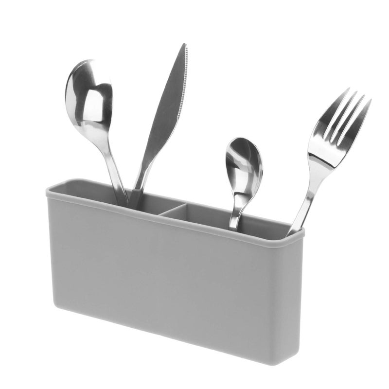 iPEGTOP Cutlery Utensil Silverware Drying Rack Basket Holder with Hooks - Flatware Storage Solution for Kitchen Dish Drainer Dish Drying Rack, Grey - Image 1